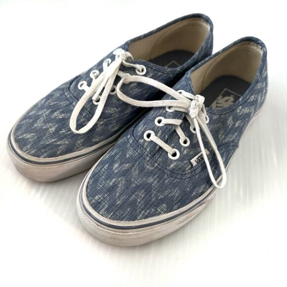 Vans sneakers blue and white chevron pattern lace up sneaks size 7.5 women’s - Picture 1 of 8